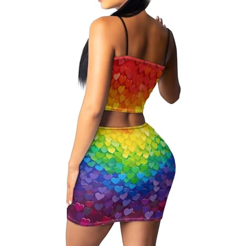 Image of Biyejit Women's 2 Piece Summer Outfits Spaghetti Strap Crop Tops and Bodycon Mini Skirt Dress Set Plus Size S-4XL