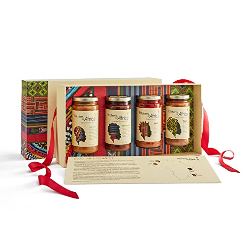 Kitchens Of Africa - East Africa Meets West Africa Giftset | 4-Sauce Variety Pack | Curry, Peanut, Tamarind, And Onion Simmer Sauces With Bold Flavors | Oprah's Favorite Things 2022 | A Gift For Every Season And Reason - Four Recipe Cards Included #TOP1