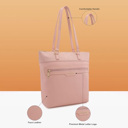 Image of Caprese Aria Tote Large Pink Shoulder Bag for Women Stylish, Spacious Design, Multi-Compartment, Durable, Comfortable Straps for Work, Travel, Shopping & Daily Use