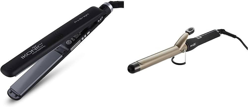 IKONIC Pro Hair Straightener With Ceramic-Coated Nano Titanium And Thumb Rests Technology. Ideal For Keratin & Re-Bonding Treatments & Curling Tong- 28mm (Black & Golden)