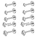10Pcs 16G 18G 20G Threadless Push in Lip Rings Studs, CZ Lip Studs Stainless Steel Cartilage Earrings for Women, Push Nose Stud 1.5mm 2mm 2.5mm 3mm 4mm Round Crystal Nose Piercing Jewelry for Women Men (18G*6MM)