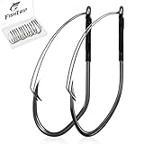 FishTrip Wacky Rig Hooks, 30Pcs Weedless Worm Hooks Professional V Texas Rig Bass Fishing Hooks for Neko Wacky Rig Worm Lure 1/0