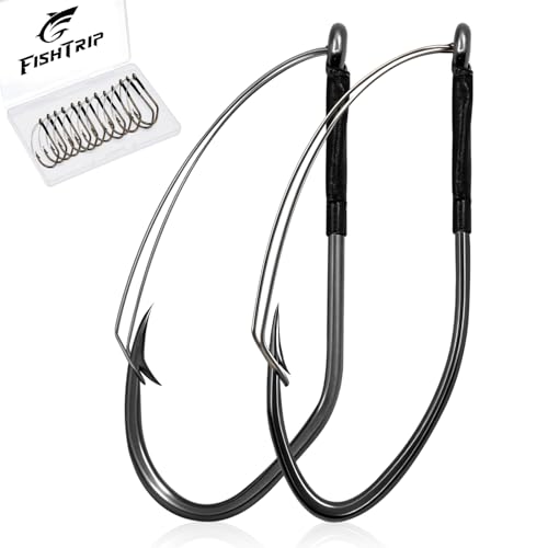 FishTrip 30Pcs Weedless Wacky Rig Hooks for Neko Wacky Rig Worm Lure
