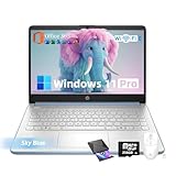 HP 2025 Flagship 14 Laptop Computer, 16GB RAM, 384GB Storage(128GB UFS+256GB MSD), Windows 11 Pro, 1-Year Office 365, Copilot Key, Wi-Fi 6, Intel N150 CPU, 14' LED 250 nits, Sky Blue