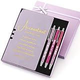 Spakon 5 Pcs Accountant Appreciation Gifts, Leather Journal with 3 Ballpoint Pens for Office Desk, Tax Season Gift for CPA Financial Boss Colleague Coworker(Purple)
