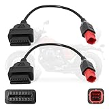 2-Pack 6 Pin OBD2 Adapter Cable Fit for Guzzi Kawasaki Suzuki Yamaha Honda Piaggio Vespa Harley Davidson, Euro5 6 Pin to 16 Pin OBD Connector, Fits CAN Bus & K-Line, Works with OBD Code Readers