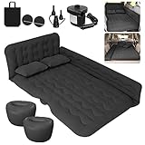 Car Air Mattress,SUV Air Mattress, SUV Inflatable Car Bed for Back Seat Sleepping, with Pillows & Fill Piers, Thickened Flocking & PVC Surface, Air Mattress for Camping ,Home Car Travel (Black)