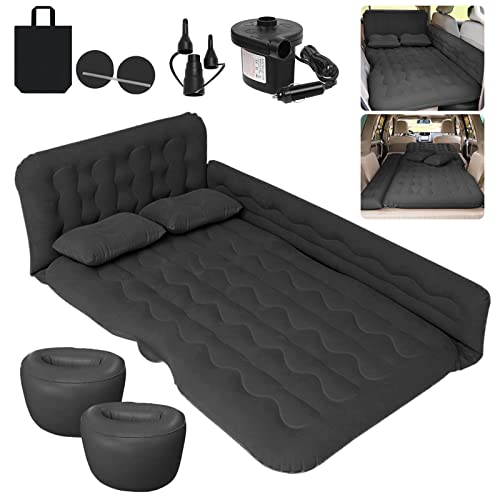 ISWEES Car Bed SUV Air Mattress, Car Air Mattress with Electric Pump, 2 Inflatable Pillows and 2 Footrests for Back Seat, Side Seat,Trunk Sleeping, Thickened Camping Bed - Black by ISWEES - Used condition - Image 7