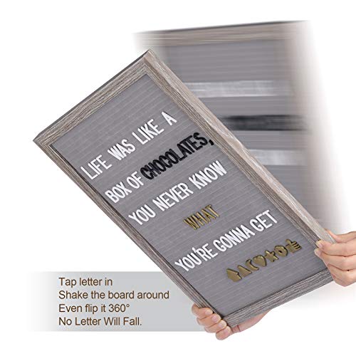 Fuyit Felt Letter Board Holz und Filz 16\x12\,Grau Eva Veränderbar Buchstaben Board Retro Felt mit 1090 Weiß&Gold&Schwarz Buchstaben&Zahlen und Emojis&Kursive Wörter,Ständer und Beutel