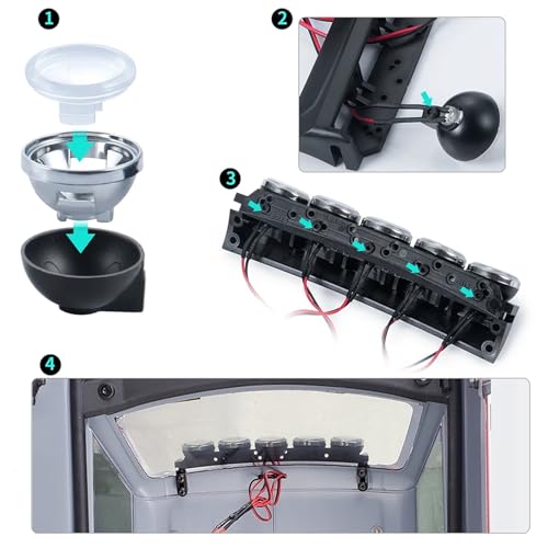 Luces Vehículo RC para TRX-4 Bronco Barra de Techo 1/10 7