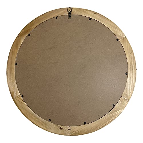 Dwellington Rustic Round Wall Mirror, 24 Inch Wood Circle Mirror With Beads, Decorative Farmhouse Mirror For Living Room, Bedroom, Kitchen, Entryway (White) #TOP1