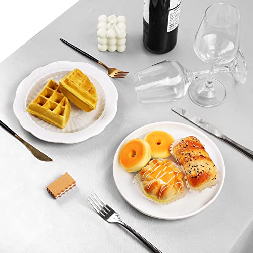 Turstin 4 Packs Satin Tablecloth 102 X 58 Inch Overlay Satin Table Cover Rectangle Bright Silk Tablecloth Smooth Fabric Table Decoration For Wedding Banquet Party Events, Silver #TOP4