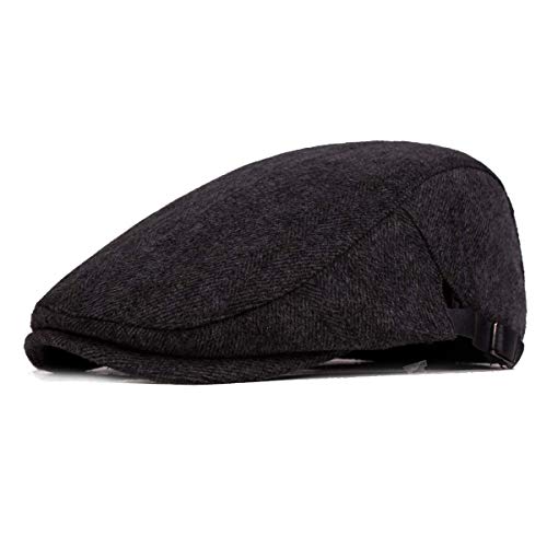 Mens Classic Newsboy Cap Cotton Ivy Gatsby Cabbie Hat Adjustable Black #TOP6