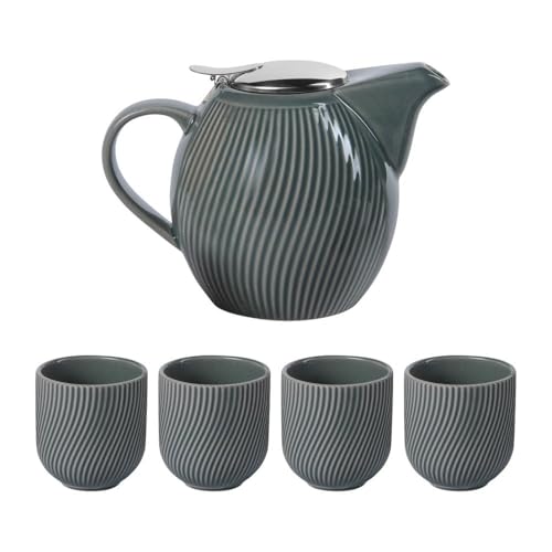 Théière Mao gris 0,9L Table Passion avec 4 gobelets assortis - 2