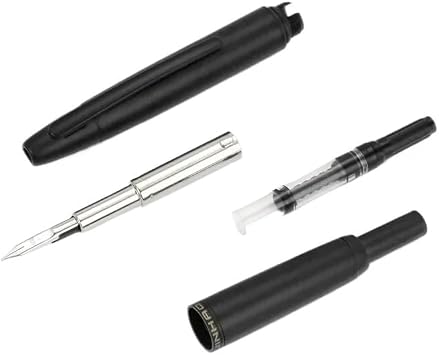 Retractable Fountain Pen EF F Metal Matte Black Press Writing Ink Pen with Converter Stationery School Office Supplies(Light Grey,F)