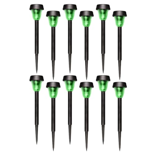 Kit 12 Luminária Espeto Solar Jardim Recarregável Led Luz Verde