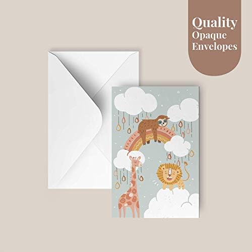 Rileys Baby Shower Thank You Cards Assortment, 50-Count | Hand-Illustrated 5 Designs, Envelopes Included, Bulk Variety Pack (Nature)