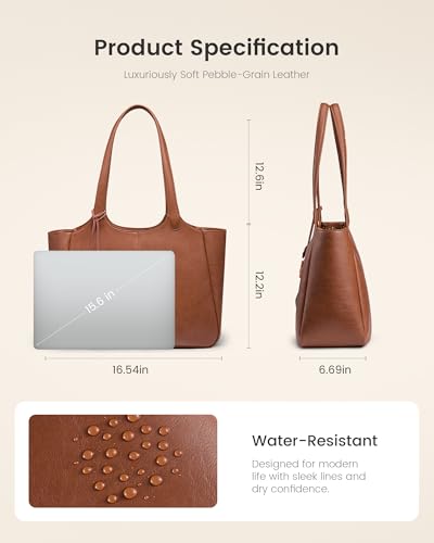 LOVEVOOK Leather Tote Bag for Women, Work Shoulder Bag with 40oz Cup Holder — view 6