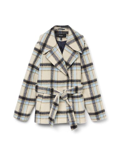 Veste à carreaux VERO MODA crème un style casual chic de bureau en taille XS