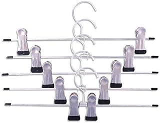 5 Pcs Anti-Rust Clothes Pant Trouser/Skirt Hangers with Non-Slip Adjustable Clips