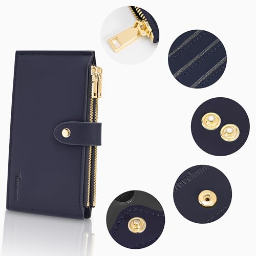 Image of Travelambo Leather Wallets for Women Slim RFID Blocking Bifold Credit Card Holder Wallet