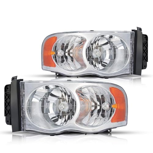 Torchbeam Headlight Assemblies from, Replacement for 2002-2005 Ram1500/2500/3500, 2002 Ram1500, 2003 Ram3500 Housing Amber Reflector Clear Lens Driver and Passenger Side