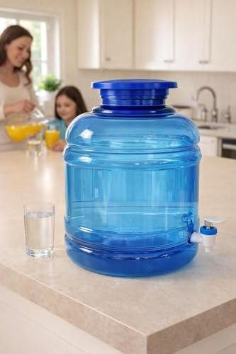 Image of Plastic Water Dispenser Bottle, BPA Free, Large Container Without Thread Cap (10 L Blue)