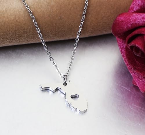 Ankiyae State Map Necklace with Message Card Long Distance Relationship Gift for Best Friend Graduation Gift Going Away Gift for Her3