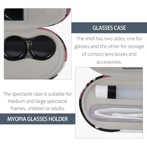 Hoement Double Layer Glasses Case with Beautiful Pattern, Small and Lightweight Plastic and Flocking Eyeglasses Box for Storing Lenses, Portable Glasses Protector for Everyday Random Color - Image 3