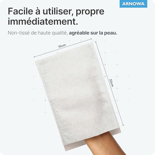 50x ARNOMED® Gant de Toilette Jetable en Molleton Hydrofuge, Gants de Toilette Jetable pour Adultes & Bébés, Gant de Toilettes Jetable Doux & Souple, Gant de Toilette Jetable Usage Unique – vue 5