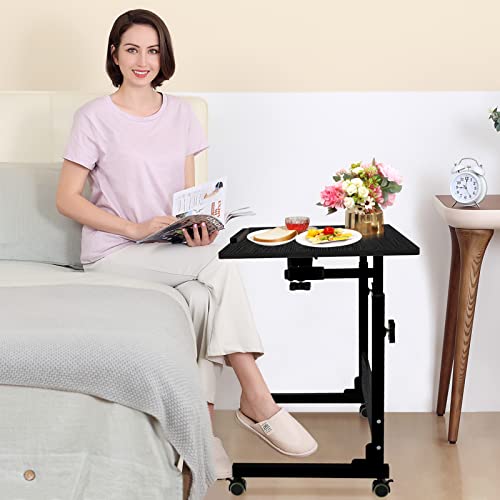 Dreamlify 31.5" Home Office Desks Standing Adjustable Height Laptop Desk With Tilt Tabletop For Small Spaces Computer Table For Couch Bedrooms Mobile Rolling Portable Student Desk On Wheels - Black #TOP1
