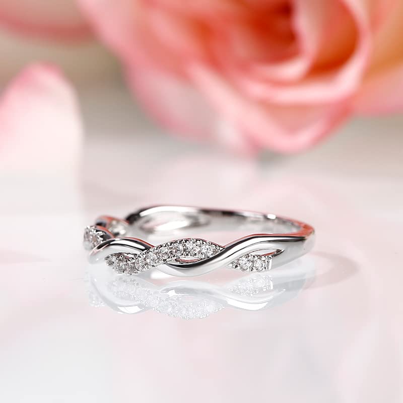 Jeulia Moissanite Twist Round Cut Gold Band for Engagement Anniversary Eternity Promise Wedding Band Ring Set with Jewelry Box2