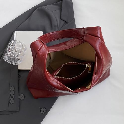 Image of Women Vintage Hobo Bag Casual PU Leather Shoulder Bag Large Capacity Retro Tote Handbag Soft Underarm Bag Daily Dat