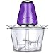 Picadora Eléctrica, Picadora de Cocina con 4 Cuchillas Afiladas y Tazón de Material PP de 2L Fácil de Limpiar 2 Marchas 200W Multifuncion Picadora, para Carne, Verduras,Cebolla y Frutas,Púrpura