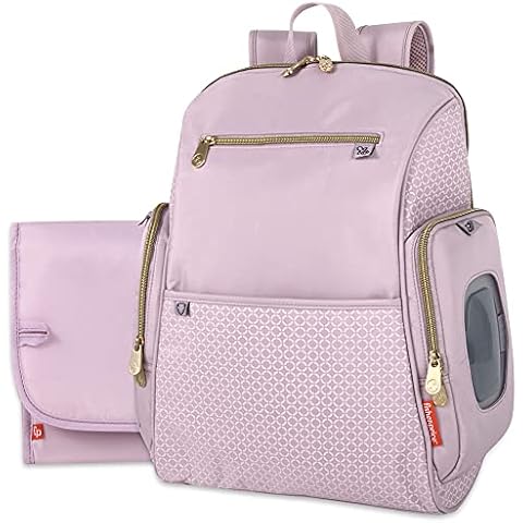Fisher-Price Fastfinder Gemma Diaper Bag Backpack with Portable Changing Pad, Wipes Dispenser (Pink) Cover