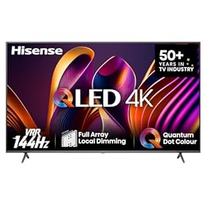 Hisense 75E7NQ Pro 189 cm (75 Zoll) Fernseher, 4K UHD, QLED, Smart TV, Total HDR, Dolby Vision IQ Atmos, 144Hz (VRR), HDMI 2.1, Game Mode PRO, Triple Tuner, Alexa Built-In, Dunkelgrau, [2024]