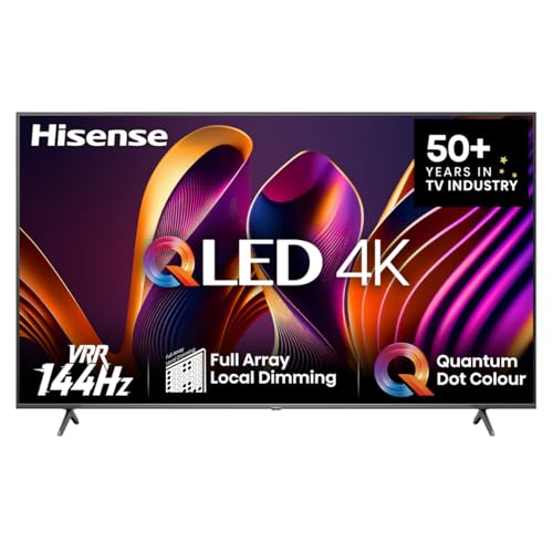 Hisense 65E7NQ 164 cm (65 Zoll) Fernseher, 4K UHD, QLED, HDR10, HDR10+ decoding, HLG, Dolby Vision Atmos, 60Hz Panel, Smooth Motion, Bluetooth, Alexa Built-in, VIDAA Voice, Schwarz [2024]