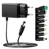 Alimentatore di rete da 6 V 1 A con 8 adattatori AC 100 – 240 V su DC 5,5 mm x 2,1 mm, 6 V, 1000 mA, adattatore universale AC-DC da 6 V per strisce LED, CCTV, router Reolink e auto per bambini