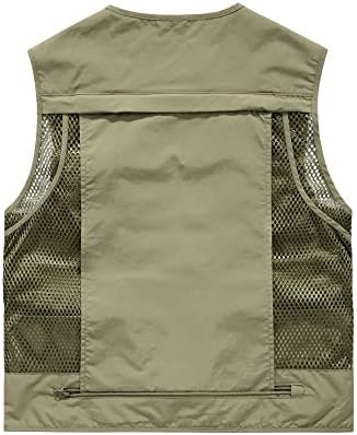 YOUTHUP Mannen Vissen Vest Outdoor Zomer Utility Werk Safari Vesten Multi Pocket Jacht Reizen Foto Gilet, Rood, XL
