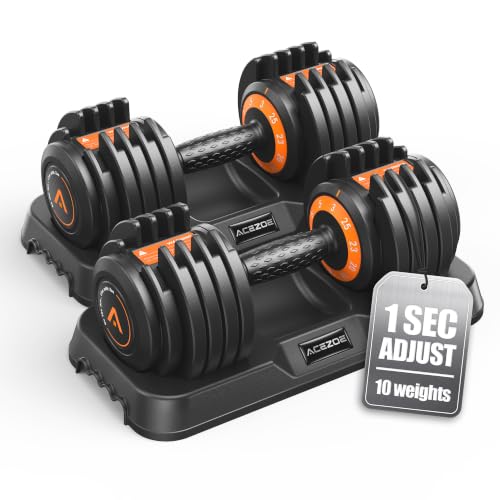 Acezoe Adjustable Dumbbell Set of 2-10 Weights in 1 (25lbs-Pair) by Acezoe - Used condition - US$189.99