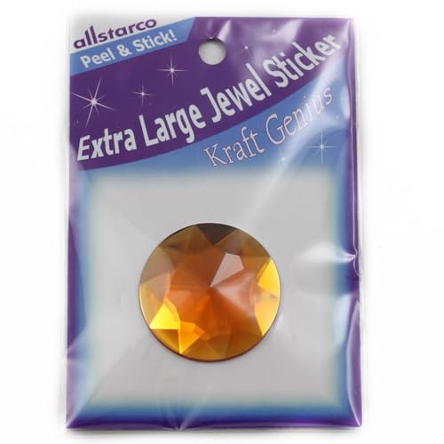 Allstarco 43mm (1-11/16") Large Orange Hyacinth Round Self-Adhesive Gems