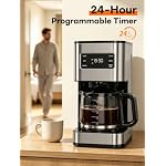 12 Cup Drip Coffee Maker Programmable, Regular & Strong, LED Display - Image 3