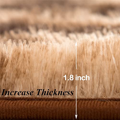 Poboton Shag Area Rugs For Bedroom, Fluffy Rug Plush Living Room, Tie-Dyed Coffee Thickened Non-Slip Plush Carpet 3X5 Feet, Indoor Modern Plush Area Rugs, Nursery Shaggy Rugs For Kids Room #TOP2