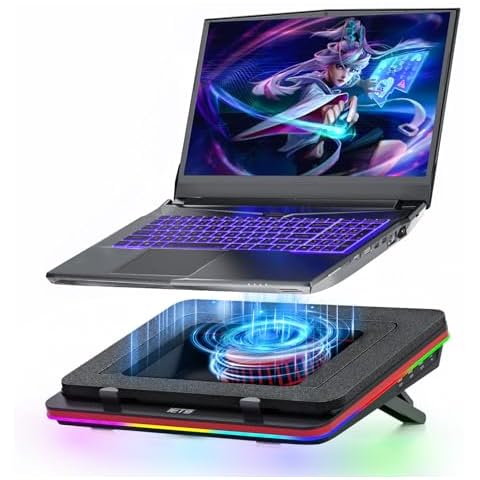 IETS Supercharged Laptop Cooling pad with Continuously Variable Speed turbofan,Seal Foam for Rapid Cooling 13-19inch Gaming Laptop,Air Filtration,RGB and USB Hub,Powerful Laptop Cooler Cover