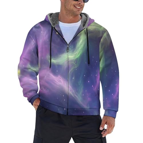 Veste polaire rembourrée homme violette à capuche manteau hiver chaud
