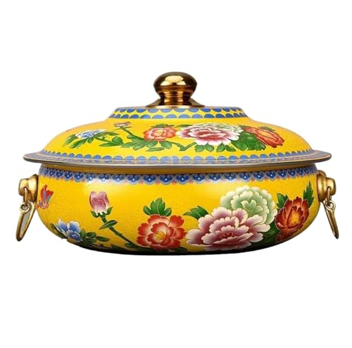 GTHTUHFD Chinese Hot Pot Pure Copper Pot Induction Cooker Copper Hot Pot Gas Special Pot Household Flat Pot Hot Pot Cookware Hot Pot,Yellow-32cm