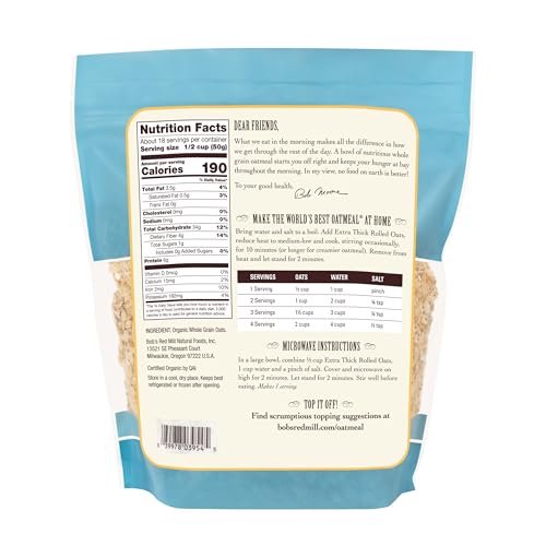 Image of Bob's Red Mill Organic Thick Rolled Oats, 32oz (4 Pack)