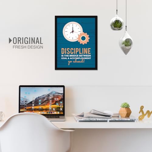 Chaka Chaundh Synthetic Wooden - Discipline Is The Bridge Between Goal & Accomplishment Go Ahead! Rectangular Wall Frame Decor - Student,Office,Entrepreneur Quotes Frames (14 X 11 Inches),Multicolor