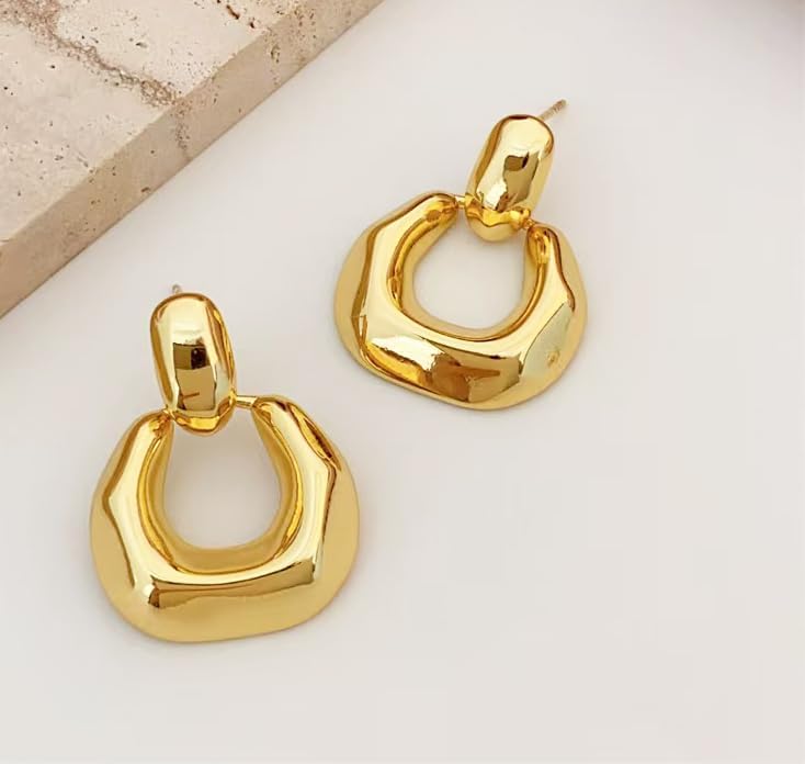 Gold Statement Jewelry Set for Women 14K Gold Pendant Necklace Stud Earrings Trendy Jewelry for Birthday Party christmas Gifts - Image 6