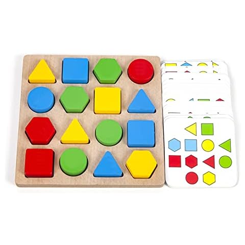 Pajojoqa Shape Matching Game Color Sensory Educational Toy, Geometric Shape Quick Matching Board Game Montessori Learning Toys for Toddlers Kids Boys Girls (for 1 Player) Cover